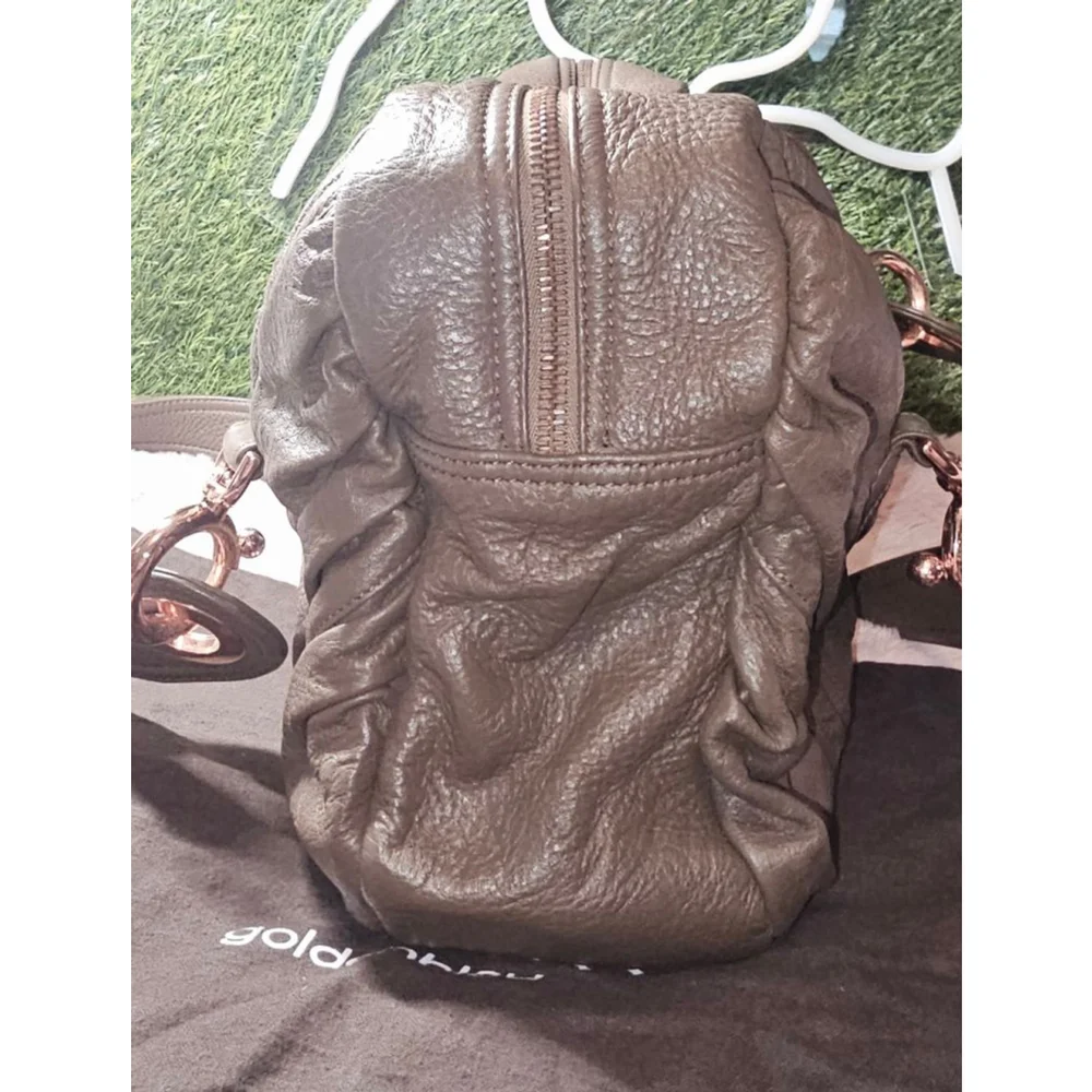EUC Goldenbleu Jordan Chocolate Pebbled Leather Satchel with Rosegold hardware